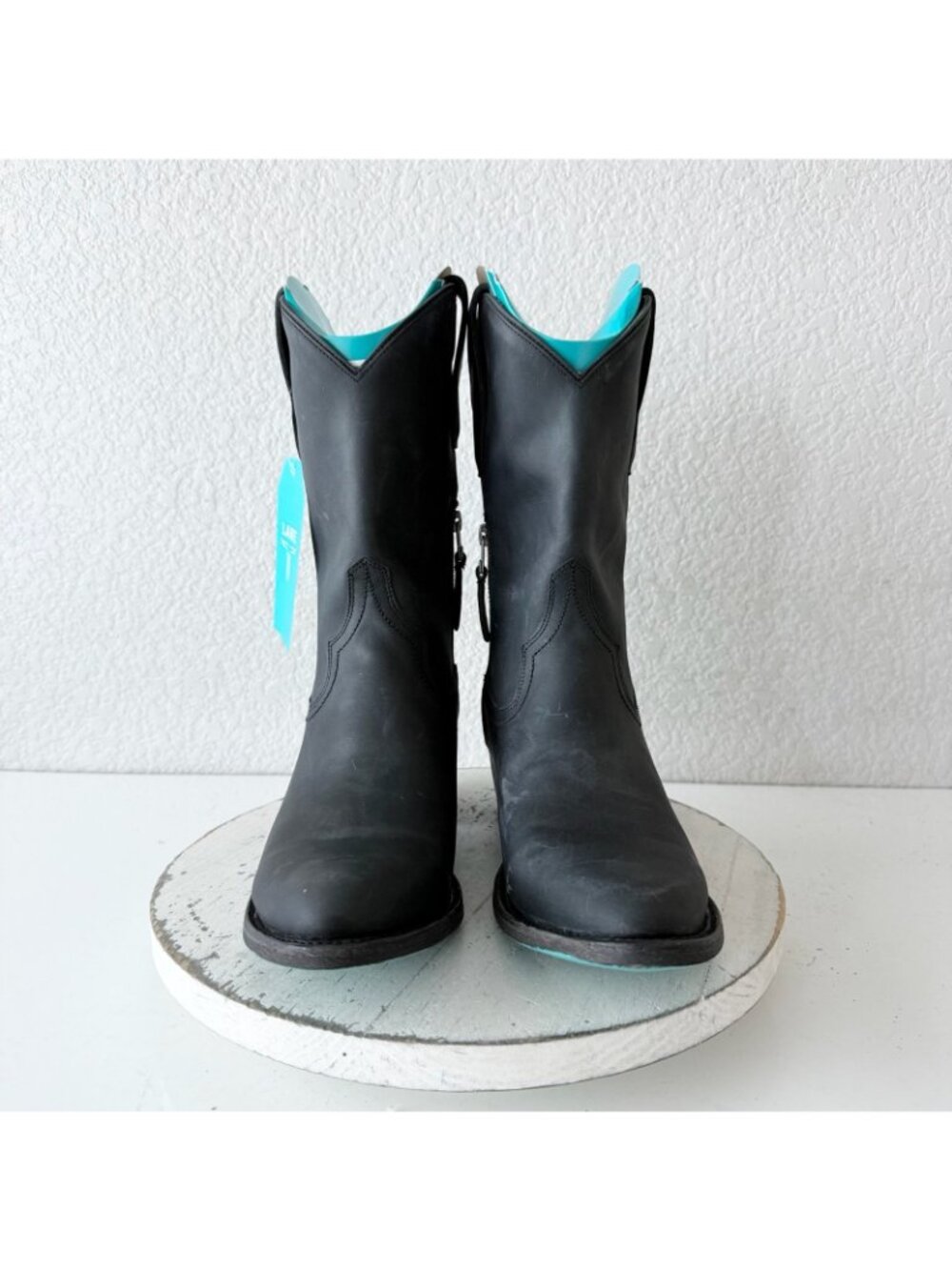 Lane PLAIN JANE Midi Cowboy Boots Womens 10 Western Black Cowgirl Short Ankle - Picture 6 of 13